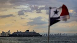 A cruise ship  waits its turn to cross the Panama Canal in Panama City on March 28, 2024. (Photo by MARTIN BERNETTI / AFP) (Photo by MARTIN BERNETTI/AFP via Getty Images)