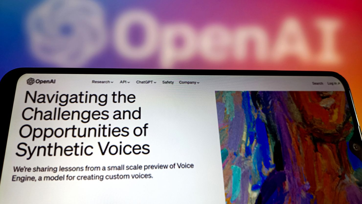 OpenAI is releasing Voice Engine, which uses a sample audio clip of someone speaking to create an AI-generated version of their voice.