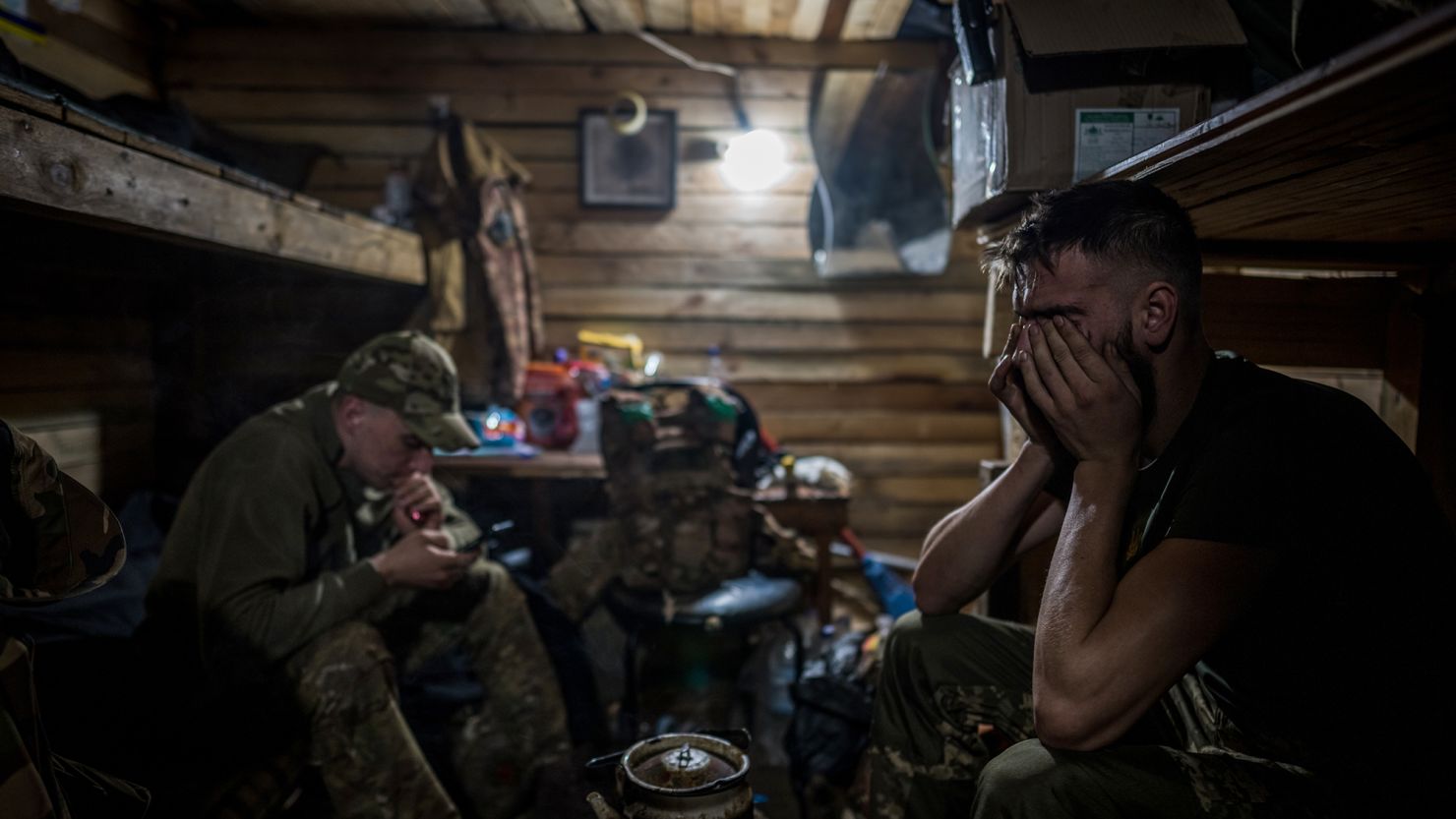 Ukrainian soldiers are seen at their base in Donetsk, eastern Ukraine, April 2024.