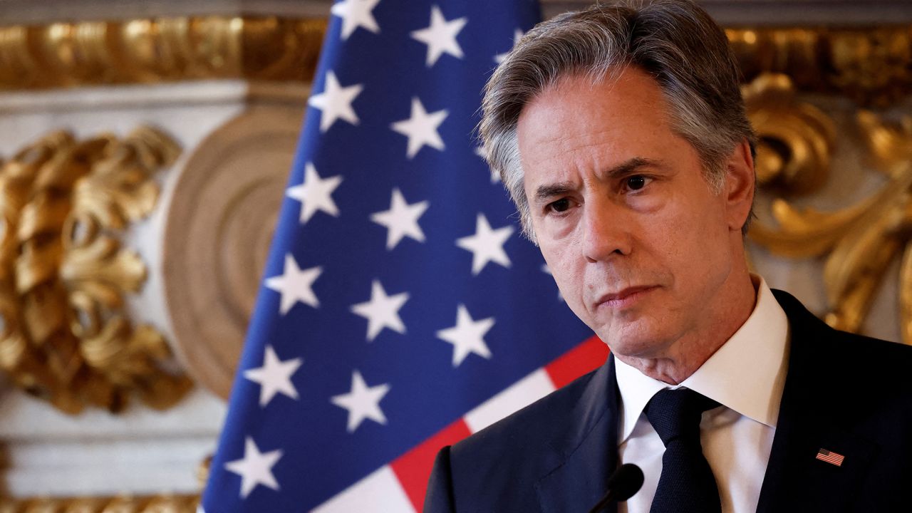 US Secretary of State Antony Blinken gives a press conference following his meeting with French Foreign minister at the Ministry of Foreign Affairs in Paris, on April 2, 2024.