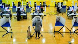 Voters cast ballots in the Manhattan borough of New York during the state's presidential primary election on April 2, 2024.