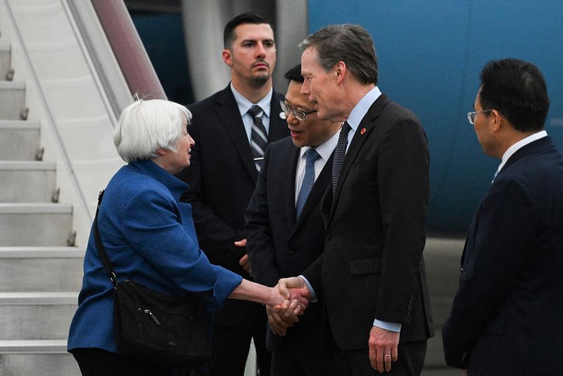 Janet Yellen (left) arrived in Guangzhou on Thursday.