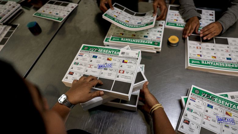 Workers prepare ballots for the upcoming election at the Electoral Tribunal in Panama, April 4, 2024. Panama will hold presidential elections on May 5. (Photo by MARTIN BERNETTI / AFP) (Photo by MARTIN BERNETTI/AFP via Getty Images)