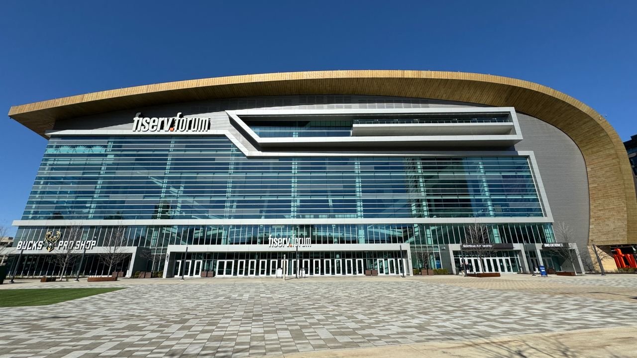 A view of the Fiserv Forum, venue for the July 2024 Republican National Convention, in Milwaukee, Wisconsin, on April 8, 2024.