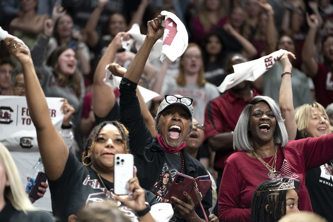 South Carolina fans cheer during the championship celebration.