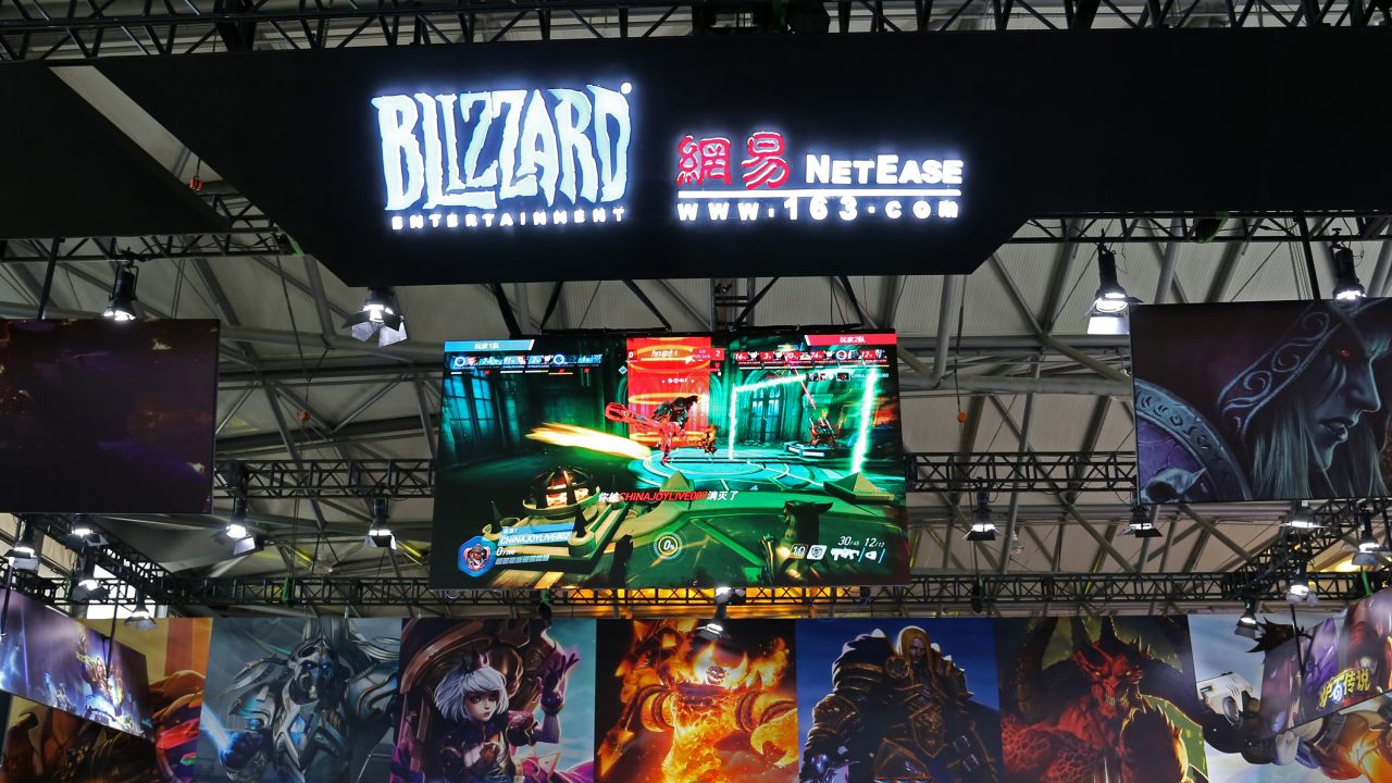 SHANGHAI, CHINA - AUGUST 2, 2019 - (FILE) A joint booth set up by Blizzard and NetEase Games at Chinajoy on August 2, 2019 in Shanghai, China. (Photo credit should read CFOTO/Future Publishing via Getty Images)