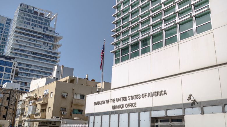 The Tel Aviv branch of the United States Embassay on April 5, 2024.
