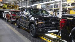 The new Ford F-150 truck is launched at a celebratory event at the Ford Dearborn Plant on April 11, 2024 in Dearborn, Michigan. Both the F-150 and the all-new Ford Ranger trucks are now shipping to customers across North America.