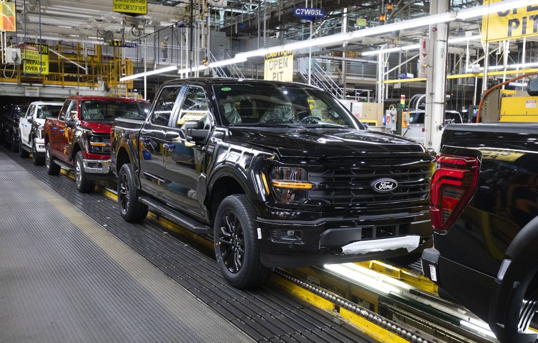 The Ford F-150 pickup on the assembly line at Ford's plant in Dearborn, Michigan. While the truck is assembled at US factories, less than half of its parts are American made.