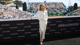 US actress Zendaya poses for a photocall as part of the promotion of the film "Challengers" at the Monte Carlo Country Club on April 13, 2024, amid the Monte Carlo ATP Masters Series Tournament, with the Rainier III court in the background.