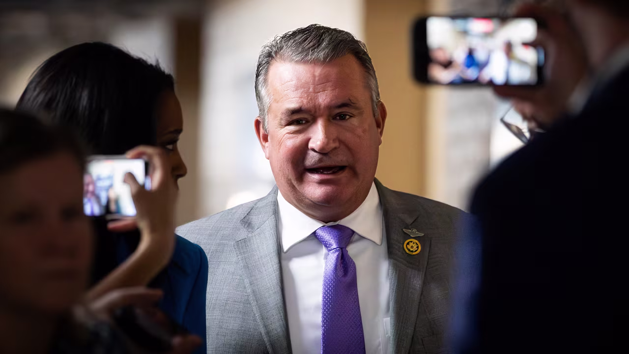Rep. Don Bacon speaks with reporters following a closed-door House Republican caucus meeting, in Washington, DC, on April 16.