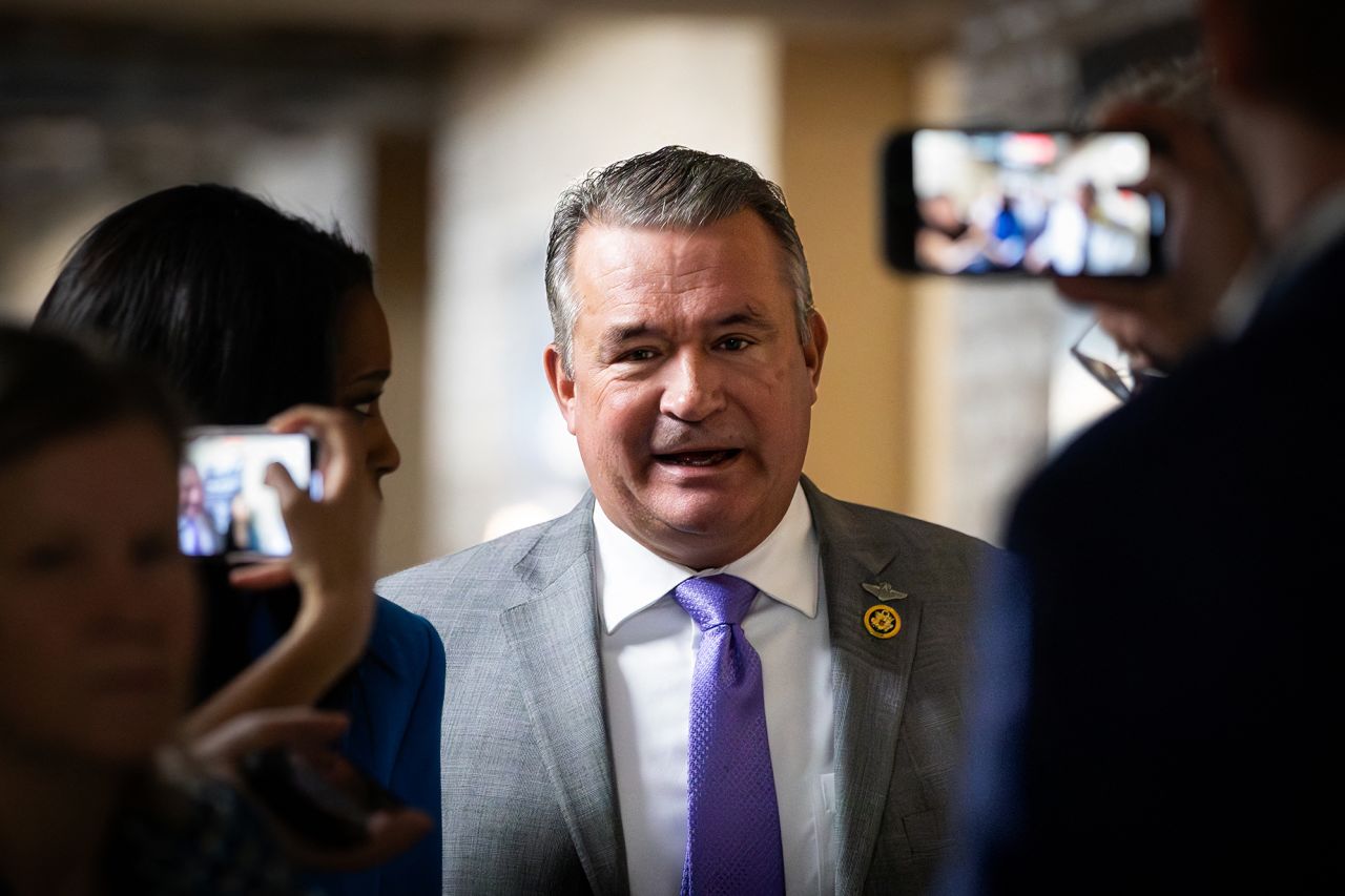 Don Bacon speaks with reporters following a closed-door House Republican caucus meeting, in Washington D.C., on April 16.