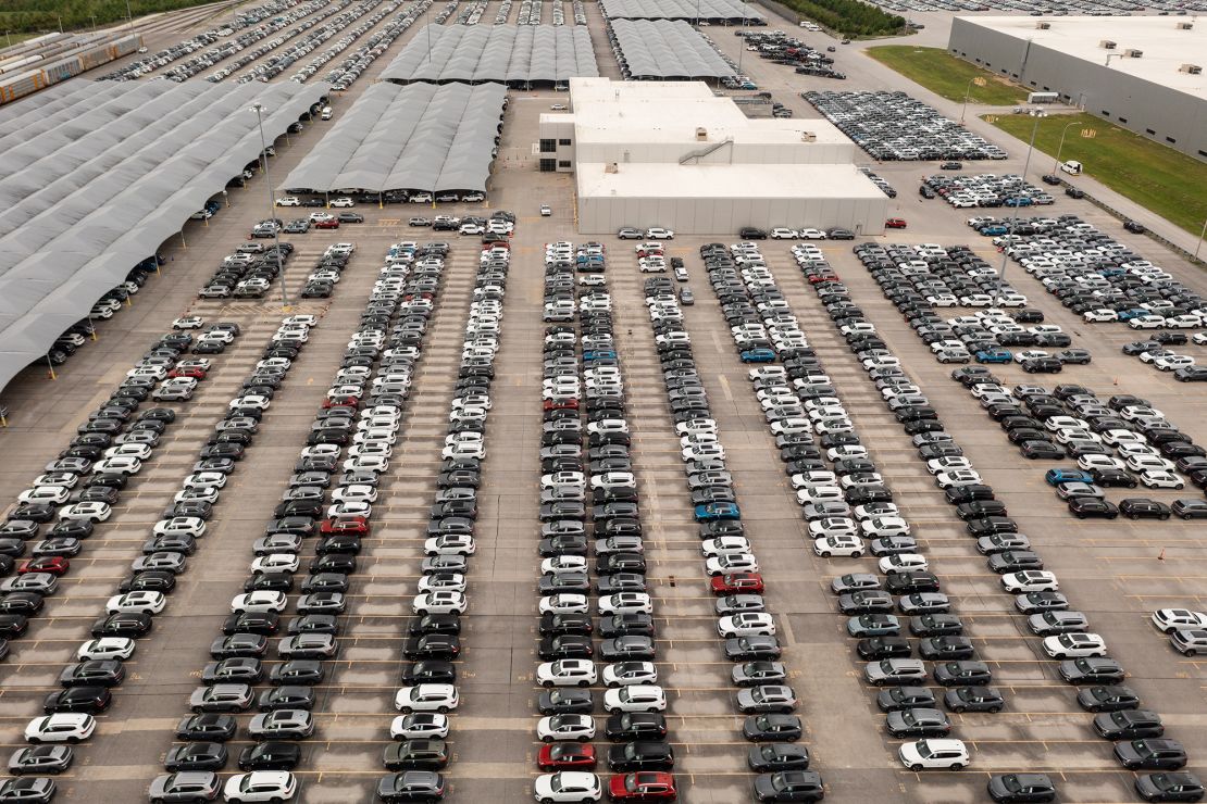 Completed vehicles outside a Volkswagen AG assembly plant in Chattanooga, Tennessee, on Wednesday, April 17.