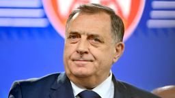 Bosnian Serb secessionist leader Milorad Dodik attends the "Srpska Is Calling You" rally, in Banja Luka on April 18, 2024.