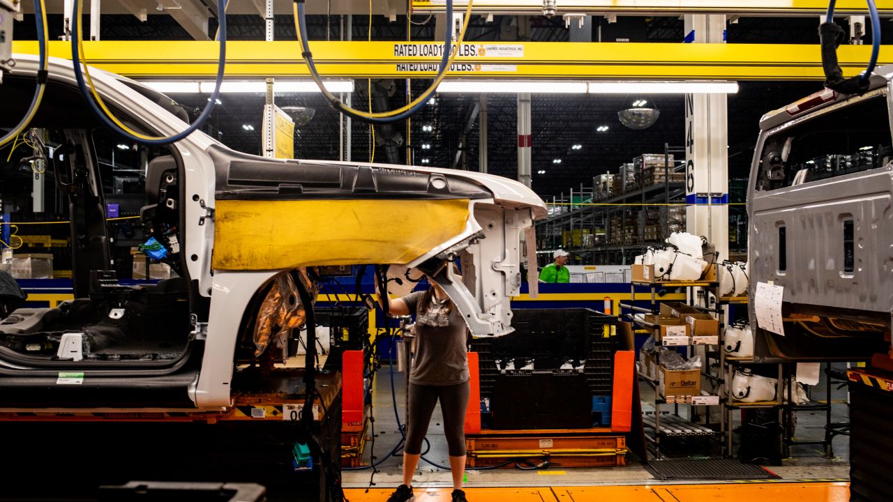 A worker assembles a vehicle at the General Motors assembly plant in Fort Wayne, Indiana, US, on Tuesday, April 9, 2024. General Motors Co. is scheduled to release earnings figures on April 23. Photographer: Emily Elconin/Bloomberg via Getty Images