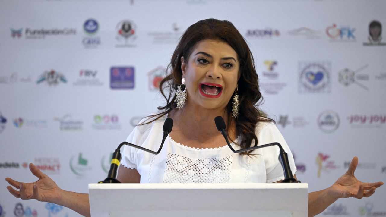 Mexican leftist Mexico's City Mayor candidate, Clara Brugada, speaks during the g of the "Pact for Early Childhood" at the Papalote Museum in Mexico City on April 22, 2024. (Photo by ALFREDO ESTRELLA / AFP) (Photo by ALFREDO ESTRELLA/AFP via Getty Images)