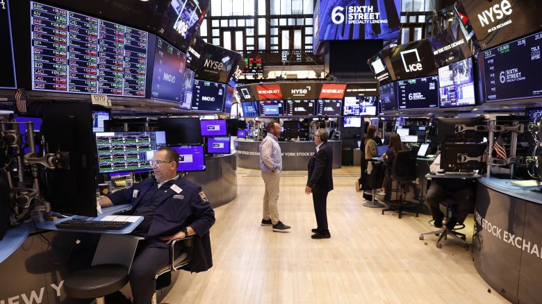 Traders work on the floor of the New York Stock Exchange during afternoon trading on April 09, 2024 in New York City.