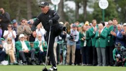 AUGUSTA, GEORGIA - APRIL 11: Gary Player of South Africa plays his tee shot in the Honorary Starters ceremony prior to the first round of the 2024 Masters Tournament at Augusta National Golf Club on April 11, 2024 in Augusta, Georgia.  (Photo by Jamie Squire/Getty Images)