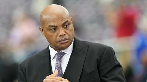 TNT basketball analyst Charles Barkley on air before the NCAA Mens Basketball Tournament Final Four semifinal game between the Purdue Boilermakers and the North Carolina State Wolfpack at State Farm Stadium on April 06, 2024 in Glendale, Arizona.