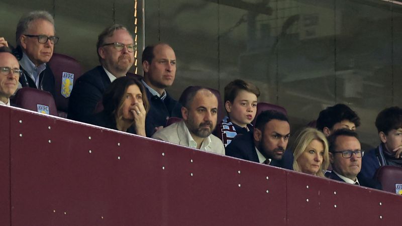 Prince William and George cheer on Aston Villa in first outing since Kate’s cancer announcement