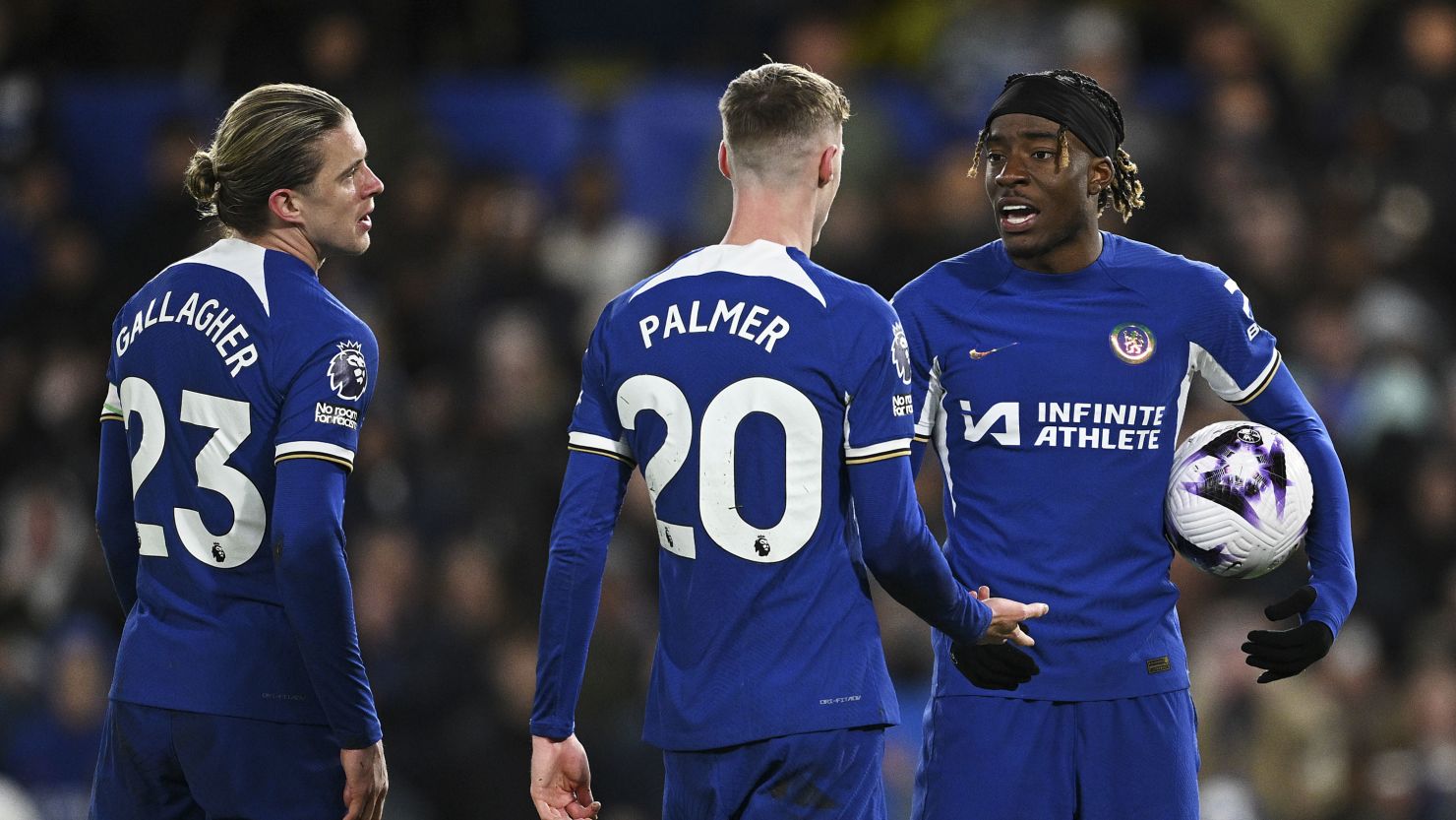 Noni Madueke (right) wanted to take Chelsea's second-half penalty against Everton.