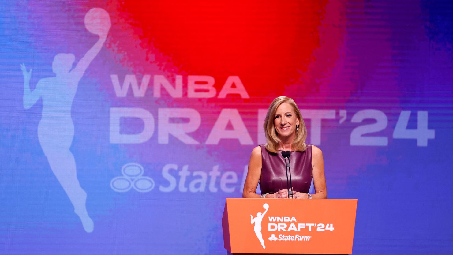WNBA Commissioner Cathy Engelbert, seen during the WNBA Draft in New York in April, says the move to full-time charter flights is a testament to the league's growth.