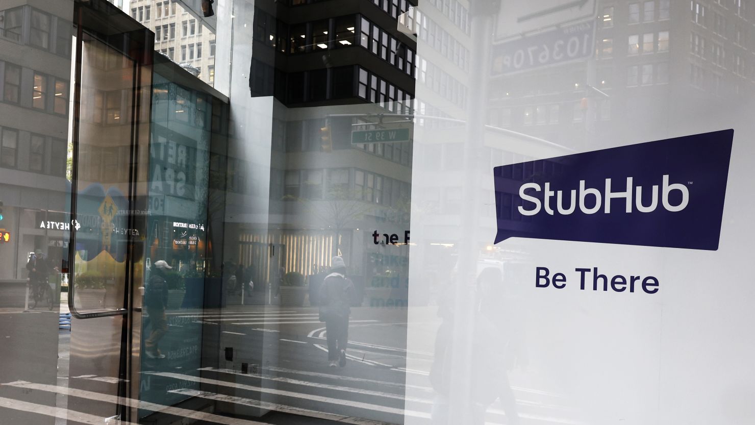 The StubHub logo is seen in a former store on April 18, 2024 in New York City.