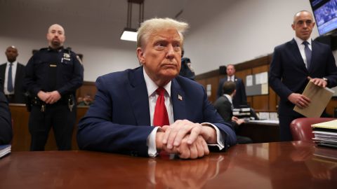 NEW YORK, NEW YORK - APRIL 23: Former U.S. President Donald Trump appears in court for his trial for allegedly covering up hush money payments at Manhattan Criminal Court on April 23, 2024 in New York City. Former U.S. President Donald Trump faces 34 felony counts of falsifying business records in the first of his criminal cases to go to trial. (Photo by Yuki Iwamura-Pool/Getty Images)