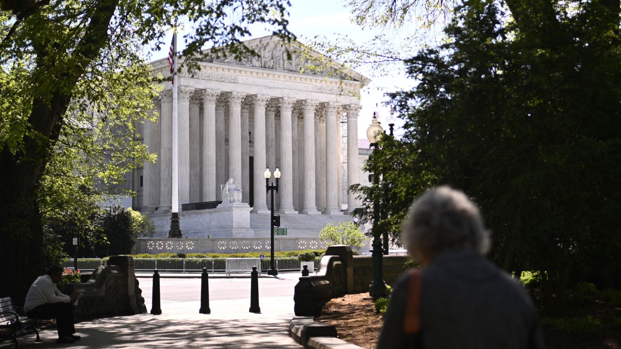 The US Supreme Court on April 23, 2024, in Washington, DC. The Court will hear arguments on April 25, 2024, on whether Donald Trump, as a former president, should be immune from criminal prosecution for acts he committed while in office. The nine justices' ruling could have far-reaching implications for the extent of US executive power -- and Trump's own multiple legal issues as he seeks the White House again. (Photo by Mandel NGAN / AFP) (Photo by MANDEL NGAN/AFP via Getty Images)