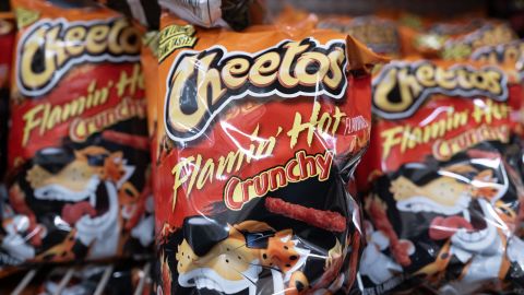 Flamin' Hot Cheetos are offered for sale at a store on April 19, 2024 in Chicago, Illinois.