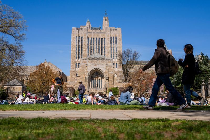 Pro-Palestinian demonstrators at Yale University in New Haven, Connecticut, US, on Tuesday, April 23, 2024.