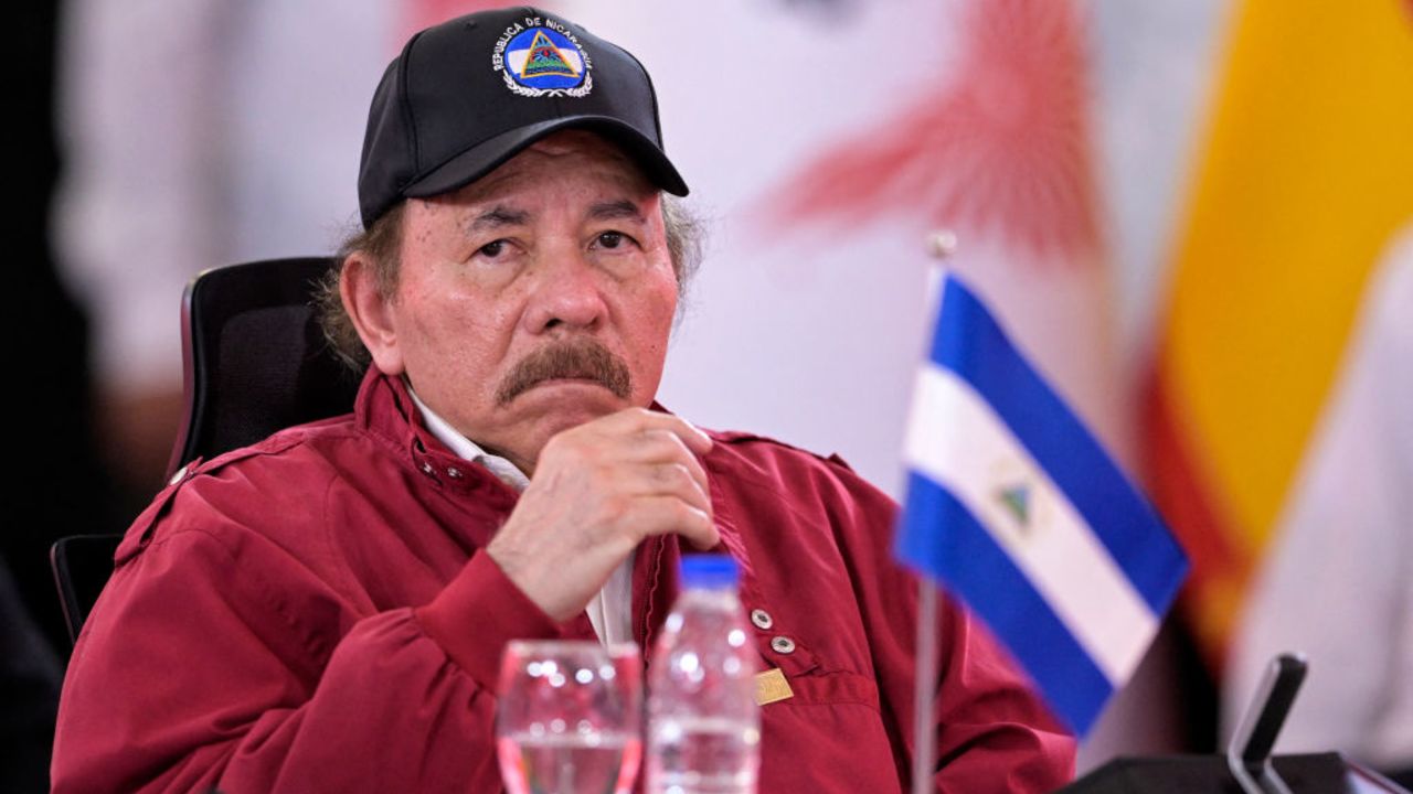 Nicaragua's President Daniel Ortega is pictured during the summit of the Bolivarian Alliance for the Peoples of Our America (ALBA) bloc in Caracas on April 24, 2024. (Photo by JUAN BARRETO / AFP) (Photo by JUAN BARRETO/AFP via Getty Images)