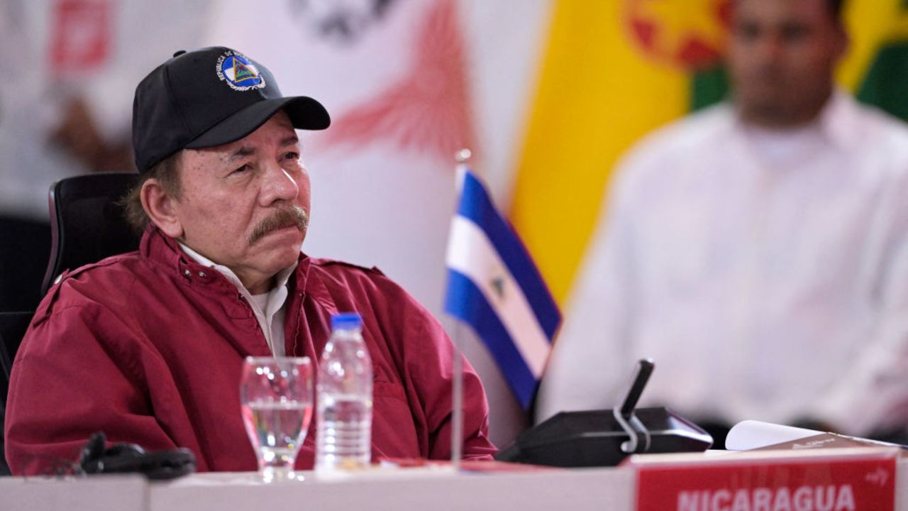 Nicaragua's President Daniel Ortega is pictured during the summit of the Bolivarian Alliance for the Peoples of Our America (ALBA) bloc in Caracas on April 24, 2024. (Photo by JUAN BARRETO / AFP) (Photo by JUAN BARRETO/AFP via Getty Images)