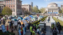 Manifestantes estudiantiles propalestinos instalaron un campamento en la Universidad de Columbia en abril de 2024.