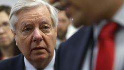 WASHINGTON, DC - APRIL 23: Sen. Lindsey Graham (R-SC) talks to members of the media as he makes his way to the Senate chamber at the U.S. Capitol on April 23, 2024 in Washington, DC. The Senate is taking up a $95 billion foreign aid package today for Ukraine, Israel and Taiwan. (Photo by Kevin Dietsch/Getty Images)