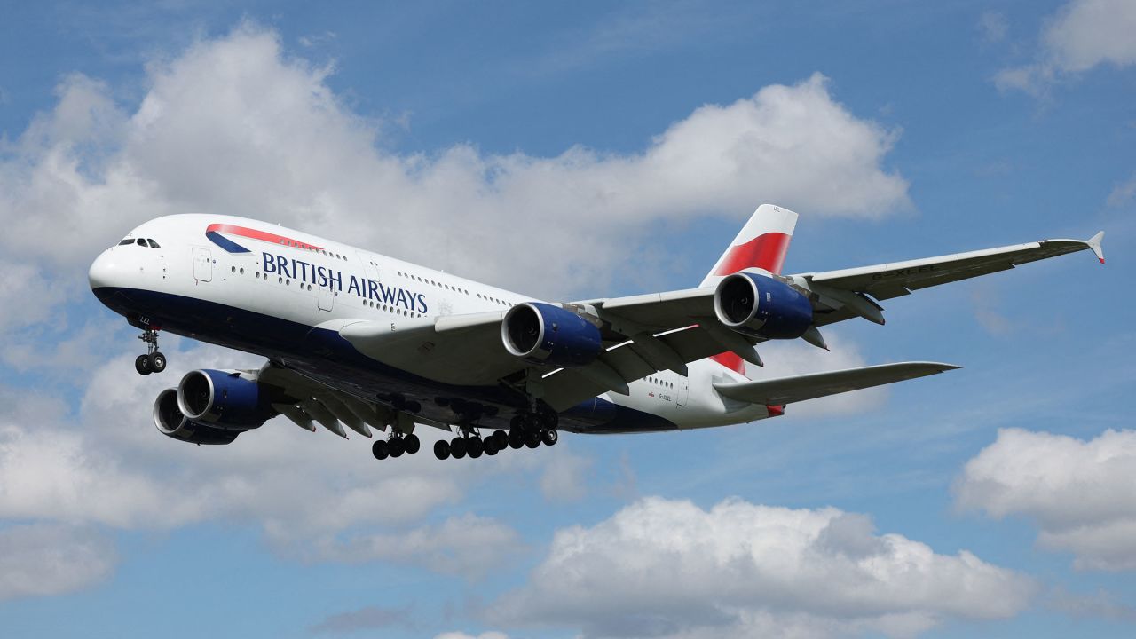 A British Airways plane near London's Heathrow Airport in 2024.