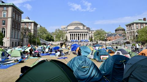 Pro-Palestinian students continue protesting on the second weeks of 'Gaza Solidarity Encampment' at Columbia University in New York, United States on April 29, 2024.