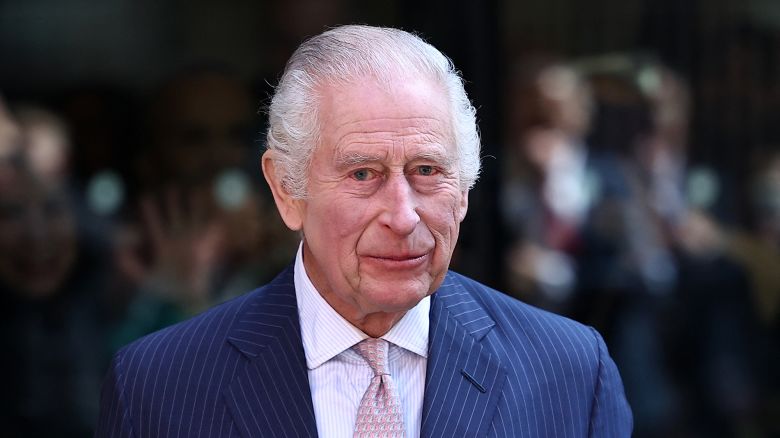 Britain's King Charles III arrives to visit the University College Hospital Macmillan Cancer Centre in London on Tuesday.