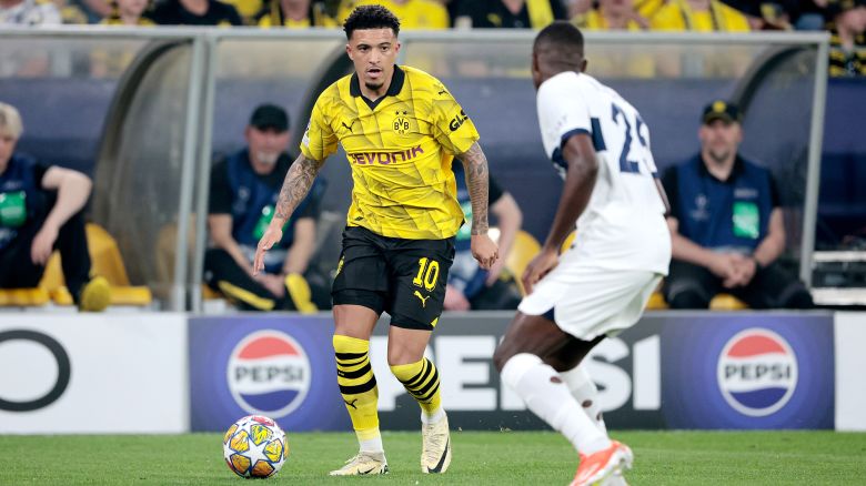 Jadon Sancho inspired Borussia Dortmund to victory in the first leg of its Champions League semifinal clash with Paris Saint-Germain.