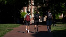 CHAPEL HILL, NORTH CAROLINA - MAY 1: Students  walk on campus at the University of North Carolina on May 1, 2024 in Chapel Hill, North Carolina. The University of North Carolina was the first public university to accept and graduate students in the United States. (Photo by Sean Rayford/Getty Images)