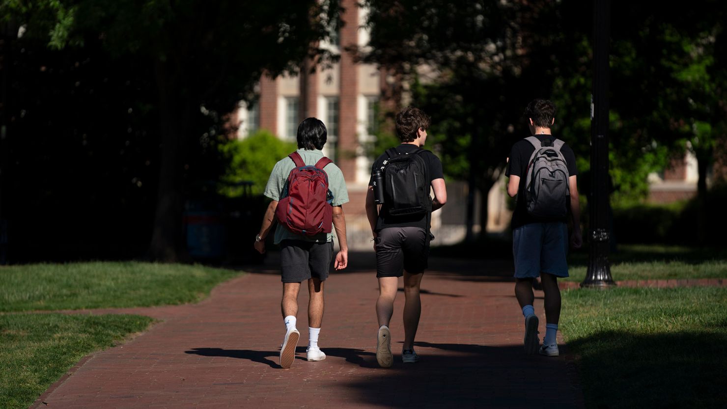 Students walk on campus at the University of North Carolina on May 1, 2024.