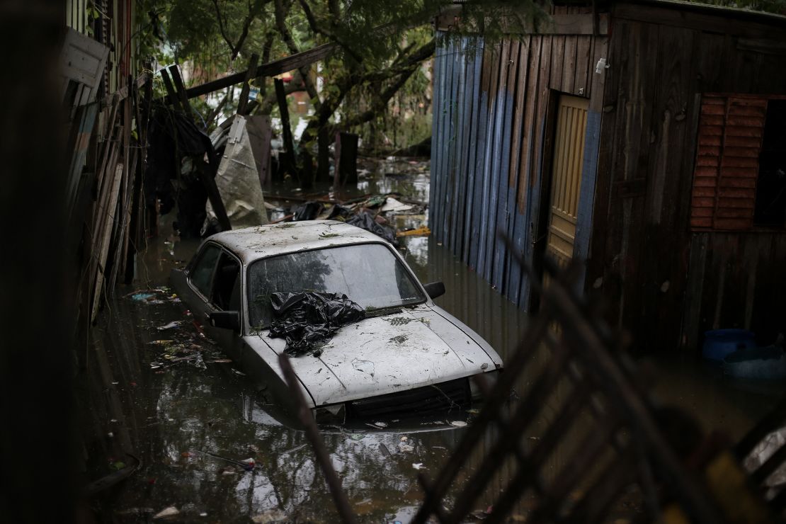 View of a flooded house at the Sarandi neighborhood in Porto Alegre, Rio Grande do Sul state, Brazil on May 3, 2024.