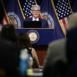 Federal Reserve Bank Chair Jerome Powell announces that interest rates will remain unchanged during a news conference at the bank's William McChesney Martin building on May 01, 2024 in Washington, DC. Following the regular two-day Federal Open Markets Committee meeting, Powell said the U.S. economy continues to show momentum and inflation has remained high in recent months, informing the Fed's decision to keep their current 5.33 percent rate setting.