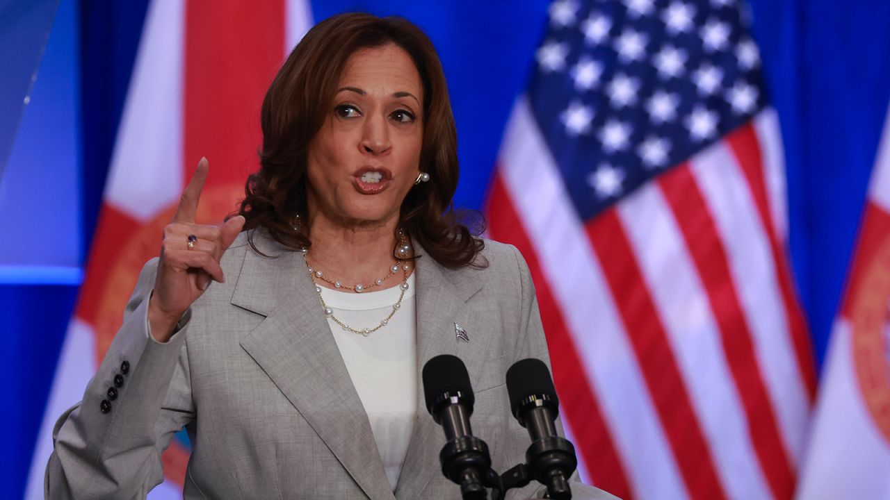 Vice President Kamala Harris speaks about Florida’s new 6-week abortion ban during an even the Prime Osborn Convention Center on May 1, 2024 in Jacksonville, Florida.