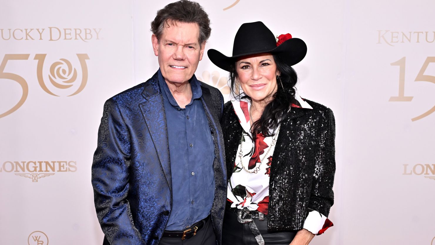 Randy Travis and Mary Davis attend the Kentucky Derby 150 at Churchill Downs on May 04, 2024 in Louisville, Kentucky.