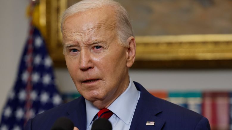 WASHINGTON, DC - MAY 02: U.S. President Joe Biden speaks from the Roosevelt Room of the White House on May 02, 2024 in Washington, DC. Biden spoke about recent protests across the United States on college campuses. (Photo by Kevin Dietsch/Getty Images)