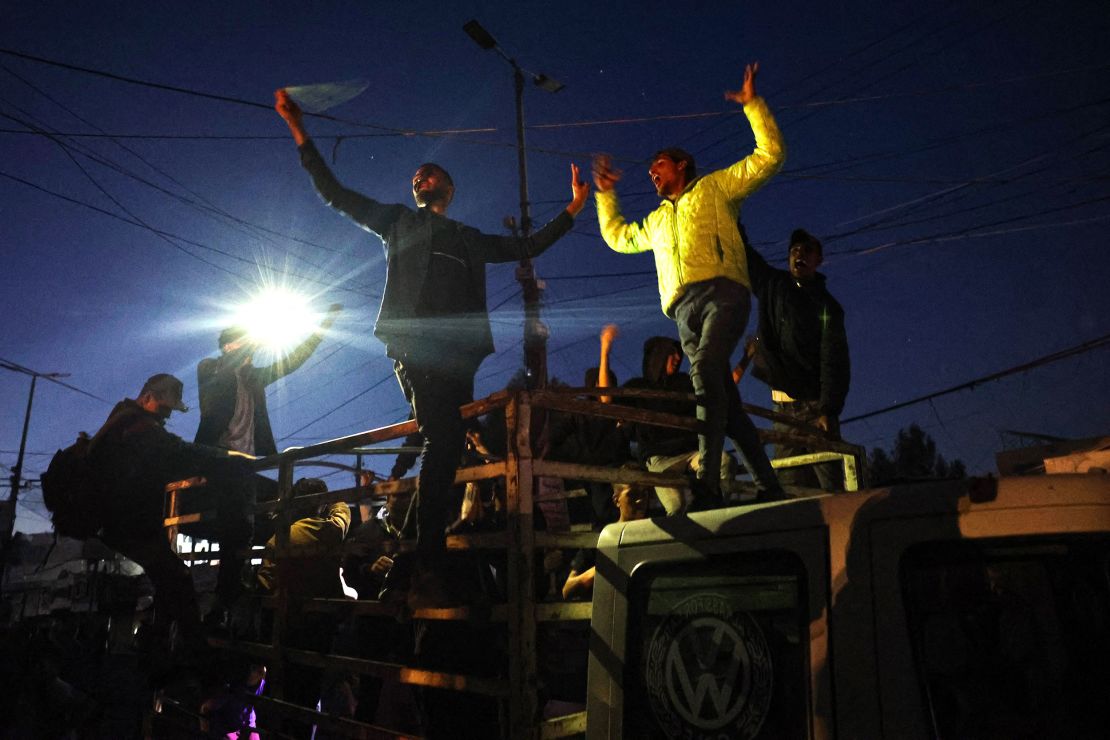 Palestinians in Rafah celebrate news that Hamas has accepted a ceasefire proposal, May 6, 2024.