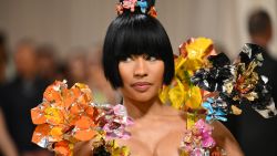 US rapper Nicki Minaj arrives for the 2024 Met Gala at the Metropolitan Museum of Art on May 6, 2024, in New York. The Gala raises money for the Metropolitan Museum of Art's Costume Institute. The Gala's 2024 theme is "Sleeping Beauties: Reawakening Fashion." (Photo by Angela WEISS / AFP) (Photo by ANGELA WEISS/AFP via Getty Images)