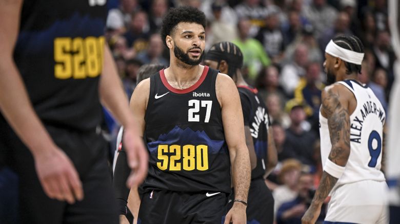 DENVER, CO - MAY 6: Jamal Murray (27) of the Denver Nuggets stands on the court during the second quarter against the Minnesota Timberwolves at Ball Arena in Denver on Monday, May 6, 2024. (Photo by AAron Ontiveroz/The Denver Post)