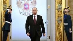 In this pool photograph distributed by Russian state agency Sputnik, Russian president-elect Vladimir Putin walks prior to his inauguration ceremony at the Kremlin in Moscow on May 7, 2024. (Photo by Sergei BOBYLYOV / POOL / AFP) (Photo by SERGEI BOBYLYOV/POOL/AFP via Getty Images)